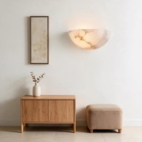 Applique murale moderne en marbre d'albâtre naturel demi-lune pour villa, hôtel, chambre, couloir, éclairage décoratif intérieur