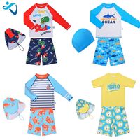 Enfants bébé maillot de bain Bikini ensemble mode été requin imprimé fermeture éclair manches courtes éruption garde maillot de bain chapeau maillots de bain vêtements de plage