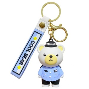 LLavero de oso de policía de dibujos animados creativo más nuevo de 2025, colgante de bolsa de muñeca de goma suave, regalo pequeño para evento promocional - Product Image 5