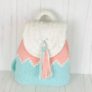 Sac à dos tricoté au crochet, meilleur prix, sac d'école fait à la main, sac d'été Boho au Crochet fait à la main, vente en gros