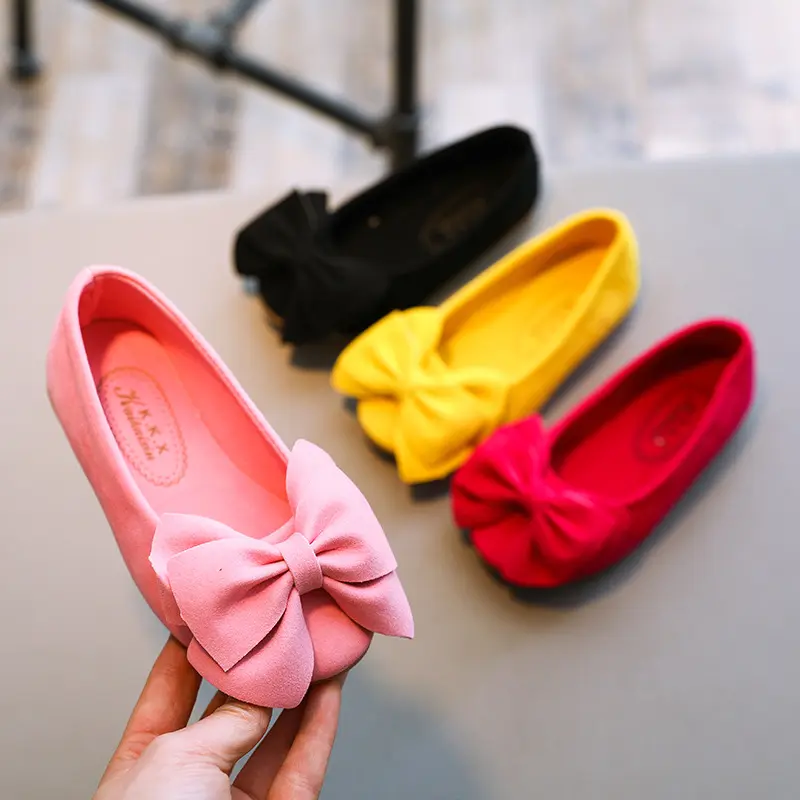 2021 Shoes Stock Kid Bow Lovely Princess Flats Hot Style Comfortable Solid Kids Designers Shoes
