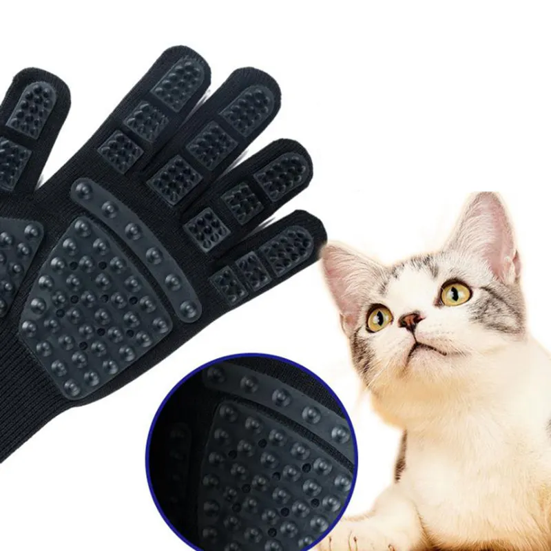 Upgrade Pet Grooming Gloves Massage Bathing Brush Gentle Deshedding Hair Breathable Durable Rubber Pet Cleaning Glove