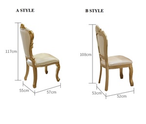 Juego de Mesa de Comedor Rectangular de Madera Maciza Dorada Noble de Lujo con Marco Tallado, con Cubierta de Mármol y Combinación de Sillas para Restaurantes y Hogar - Product Image 6