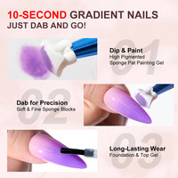 Limegirl 9 Couleur Pat Pat Gel Gradient Peinture Gel Ensemble Avec Éponge Nail Stamping Plate Kit Hema Free Gradient Nail Supply Kit