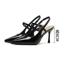 Collection Été 2025 – Sandales Baotou Bordeaux 811-9 pour Femme, Sexy, à Talon Aiguille, Bout Pointu et Design Creux à l'Arrière, Style Français