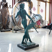 Sculpture de la déesse Diana, chasseuse grecque romaine nue, en métal, décoration d'intérieur, taille personnalisée, statue d'Artemis en bronze