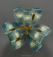 Luminaire moderne en verre bleu, design floral créatif, pour chambre à coucher, salle à manger, salon