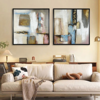 Peinture à l'huile abstraite moderne sur toile, cadre carré en acrylique, peinte à la main, feuille d'or, bois, décoration d'intérieur classique et créative, nature morte