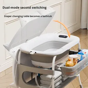 <span class=keywords><strong>Table</strong></span> de soins pour bébé deux-en-un, <span class=keywords><strong>table</strong></span> à <span class=keywords><strong>langer</strong></span> pour nouveau-né, multifonctionnelle, pliable, massage tactile - Product Image 5