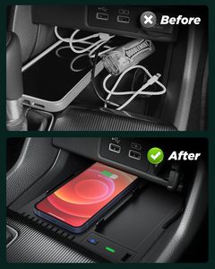 Chargeur sans fil pour véhicule, panneau de charge intégré au tableau de bord, design épuré, charge rapide <span class=keywords><strong>Qi</strong></span>, large compatibilité - Product Image 4