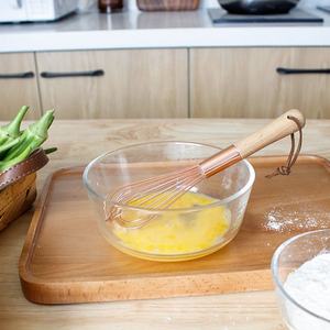 ที่ตีไข่ทำจากโลหะโรสโกลด์พร้อมที่จับไม้ที่ตีไข่สำหรับใช้ในครัว - Product Image 4