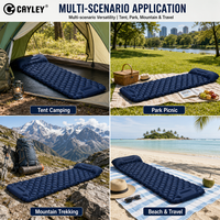 Matelas de camping auto-gonflant avec pompe à pied intégrée, imperméable, en TPU et polyester, pour la randonnée et le trekking en plein air