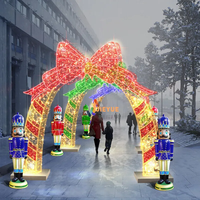 Grandes arches lumineuses LED 3D de Noël en PVC, étanches IP65, avec nœuds rouges, pour aménagement paysager commercial, Nouvel An et hiver