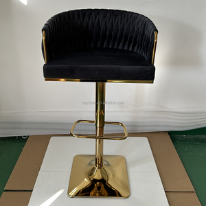 Tabourets <span class=keywords><strong>de</strong></span> <span class=keywords><strong>bar</strong></span> <span class=keywords><strong>de</strong></span> luxe en velours, base carrée en métal doré, pivotants <span class=keywords><strong>et</strong></span> réglables, pour salon, cuisine <span class=keywords><strong>et</strong></span> salle à manger (vente en gros) - Product Image 4