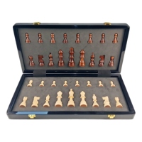 Boîte d'échecs internationale en bois de luxe pour enfants-Cadeau de jeu de puzzle écologique pliable