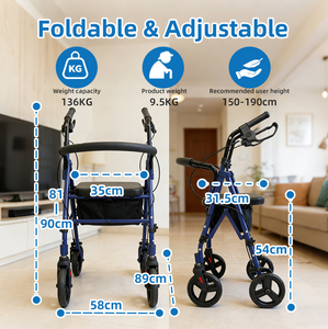 Simplywalk Andador Plegable de Acero de 136 kg <span class=keywords><strong>para</strong></span> Rehabilitación, Centro de Discapacitados, Rollator con Certificación MDR CE, Servicio de Marca Privada - Product Image 3