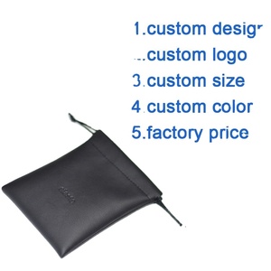 ถุงใส่เครื่องประดับ/นาฬิกา หนัง PU สีดำ แบบมีเชือกผูก พร้อมโลโก้สั่งทำ - Product Image 4