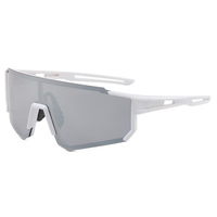 Readsun Lunettes de soleil de sport UV400 pour hommes Cadre blanc Lentille PC Lunettes de soleil colorées pour la course à pied Cyclisme Pêche-Blanc Noir