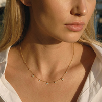 Kalung Choker Baja Anti Karat Berlapis Emas dengan Liontin Hati, Perhiasan CZ Tahan Air untuk Wanita, Hadiah untuk Berbagai Acara