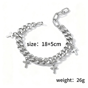 Nouveau Bracelet Homme Style Hiphop avec Pendentif Croix Géométrique au Design Simple, en Alliage Plaqué Or et Argent, Bijoux en Gros - Product Image 5