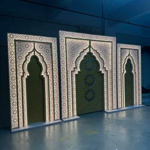 Luxury Carved LED Arch 3D PVC Arch Panel Wall with Support Stand Wedding Stage <b>Backdrop</b> for Events <b>Party</b> Decor - Product Image 1