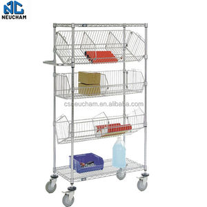Chariot de ramassage mobile de chariot à <span class=keywords><strong>Chrome</strong></span> de chariot de chiffre d'affaires d'étagères de fil d'acier inoxydable avec des roues - Product Image 2