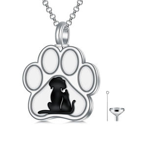 화장 보석 925 스털링 실버 고양이와 개 발 인쇄 유품 펜던트 항아리 목걸이 깔때기 및 채우기 도구 - Product Image 1