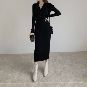 Guangzhou Auyan Robe pull longue en tricot décontractée pour femmes Vêtements au genou Silhouette ample Taille naturelle pour la <span class=keywords><strong>saison</strong></span> de <span class=keywords><strong>printemps</strong></span> - Product Image 4