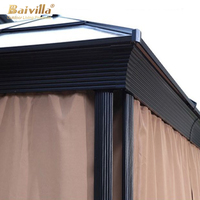Pabellón de Lujo Económico con Techo de PVC y Recubrimiento de Polvo de Aleación de Aluminio, Parasol para Balcón, Gazebo con Protección UV e Impermeable