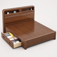 Cadre de lit en bois avec rangement à ouverture latérale pour ensembles de chambre Queen et King