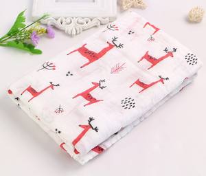 Couvertures d'emmaillotage en mousseline raisonnables 100% coton biologique et couvertures de réception de bébé en bambou motif girafe populaire - Product Image 1