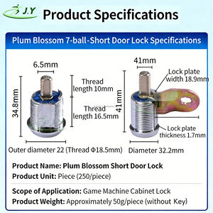 Serrature per giochi arcade 6086/6083/6029/6019 con chiave rotonda a fiore di prugna per macchine arcade, macchine a gru e cabinet per giochi di combattimento - Product Image 2