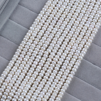 Perles de blé d'eau douce naturelles blanches en vrac de qualité B-AAA de 5-6 mm, en forme de bouton, en fils, pour la vente en gros