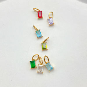 여성용 스테인레스 스틸 골드 도금 6*4mm 직사각형 펜던트 지르코니아 탄생석 매력 12 보석 발견 구성 요소 - Product Image 4