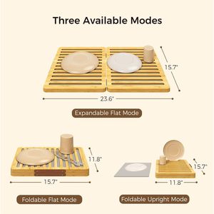 Escurridor de platos plegable de bambú para encimeras de cocina, tapete para fregadero, tapete aislante del calor para ollas, almohadilla para secar platos - Product Image 4