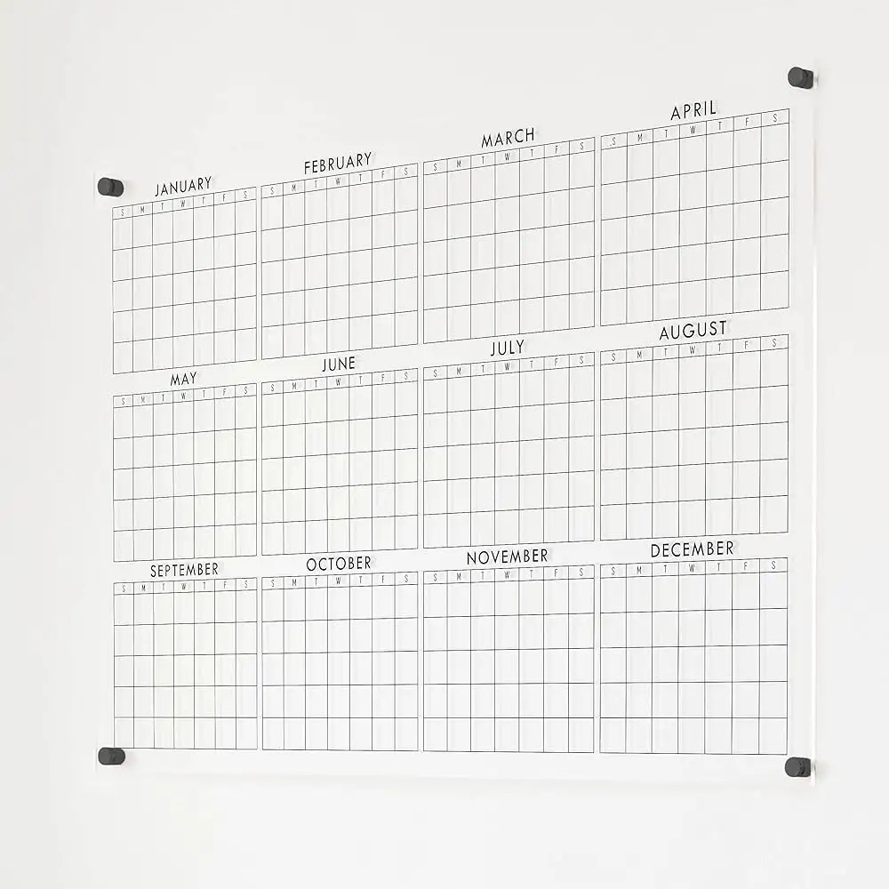 High Quality Custom White Clear Acrylic Wall Hanging Schedule Dry Wipe Custom Acrylic Wall Panels