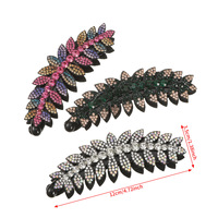 Barrette à cheveux en forme de feuille élégante avec strass 3D en cristal, antidérapante, pour femmes, idéale pour les mariages et les fêtes