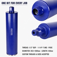 Foret diamanté Diamtool 1 1/4-7UNC pour perçage humide, idéal pour le béton armé et la découpe de barres d'acier dans le béton de haute résistance