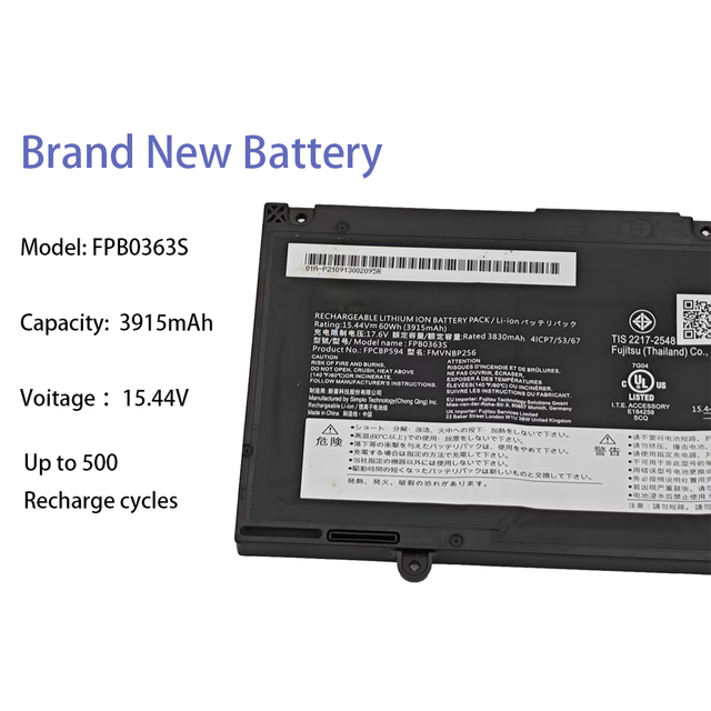 OEM 15.44V 3915mAh FPB0363S Laptop Battery FPCBP536 for Fujitsu LifeBook U7312 U7412 E4412 E5412A E5412 FMVNBP256 FPCBP594