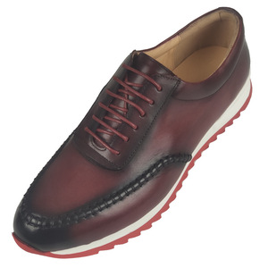 Men's Genuine Leather Oxfords <b>Round</b> Toe Lace-up <b>Cushioned</b> Office Career Dress Shoes All Seasons Rubber Outsole Solid Pattern - Product Image 2