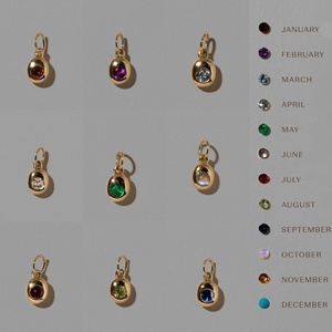 DIY Stainless Steel 12 Birthstone Pendant Necklace Basic Opening <b>Chain</b> 18K Gold Color 25mm 3mm 6mm Vacuum Furnace Plating - Product Image 5