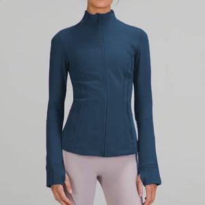Veste de sport respirante pour femme, coupe ajustée, avec logo personnalisé, en Spandex/Nylon, manches longues, fermeture éclair élastique sur le devant, grandes tailles, pour la course à pied - Product Image 6