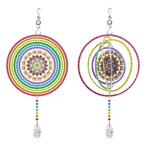 Nouveau bricolage diamant peinture rotatif sphérique Mandala carillons éoliens suspendus ornements guirlandes pour porte fenêtre décoration de la maison cadeau