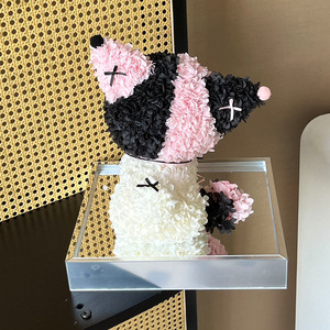 Cadeau de fleurs éternelles en forme de chien fait main dans une boîte acrylique, grand chiot éternel en hortensia de 15 pouces pour la fête des mères et la Saint-Valentin - Product Image 4