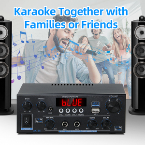 Amplificateur de puissance stéréo <span class=keywords><strong>HiFi</strong></span> AK-55 BT 5.0, 2.0 canaux, amplificateur numérique audio domestique, lecteur de musique karaoké avec télécommande - Product Image 6