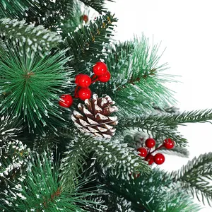 Wholesale PE PVC PET Mixed Artificial Christmas Tree Xmas Tree With Red Berries And Pine Cones