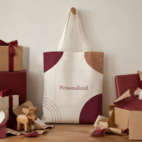 Sac de rangement pliable en toile de coton recyclé pour articles divers quotidiens, motif houx de Noël, à personnaliser, prêt à l'emploi et à expédier rapidement