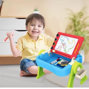 Venta caliente niños 3 en 1 multifuncional magnético doble cara tablero de dibujo Mesa aprendizaje escritorio educación Kit con música Luz - Product Image 3