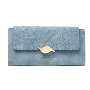 Women's <b>Long</b> <b>Wallet</b> European and American Retro Style Frosted Leaf Shape Hasp <b>Wallets</b> Folding Women's Leather <b>Wallet</b> - Product Image 5