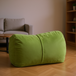 Canapé pouf cylindrique en daim Michael, couleur kiwi, 4 pieds, housse amovible, une place, design contemporain - Product Image 2